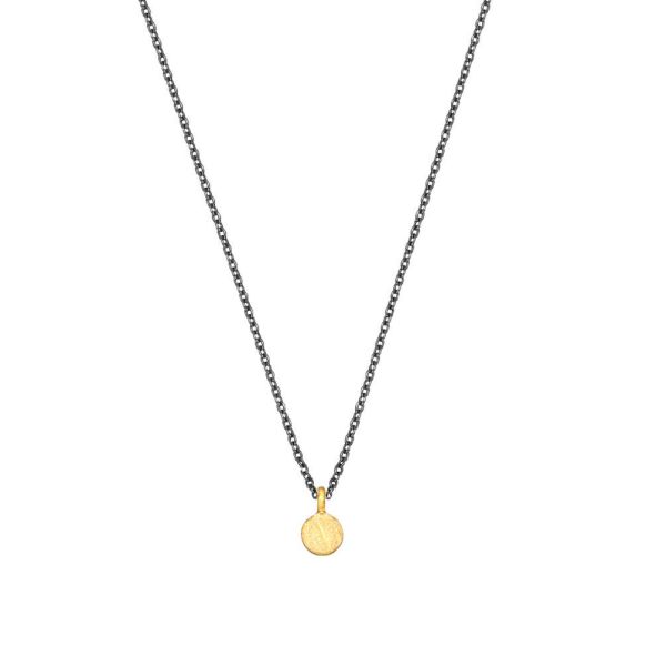 Ein schlichtes und verspieltes kleines Gold-Plättchen als Anhänger an einer feinen schwarzen Gliederkette: Einfach perfekt und wartet schon im Perlenmarkt OnlineShop auf Dich! Jetzt entdecken!