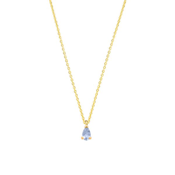 Die hinreißende Halskette von Krinaki Jewelry mit ihrem funkelnden Tropfen aus facettiertem Blautopas, gefasst in 14 Karat Gold wartet schon im Perlenmarkt OnlineShop auf Dich! Jetzt entdecken!