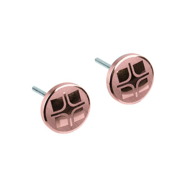 Herrliche Ohrstecker mit entzückendem Muster aus mattiertem und poliertem Rotgold. Ernstes Design Schmuck wird in Deutschland in einer eigenen Manufaktur gefertigt. Jetzt versandkostenfrei im Perlenmarkt OnlineShop bestellen!