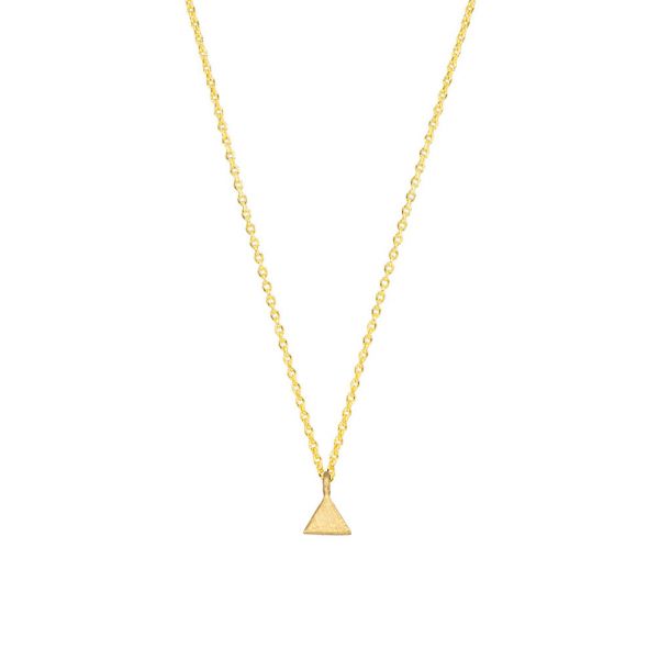 Stilvolle, goldene Halskette mit schlichtem, fein-gearbeitetem Dreieck als Anhänger. Krinaki Goldschmuck wird in in eigener Werkstatt in Athen handgefertigt. Jetzt versandkostenfrei im Perlenmarkt OnlineShop bestellen!
