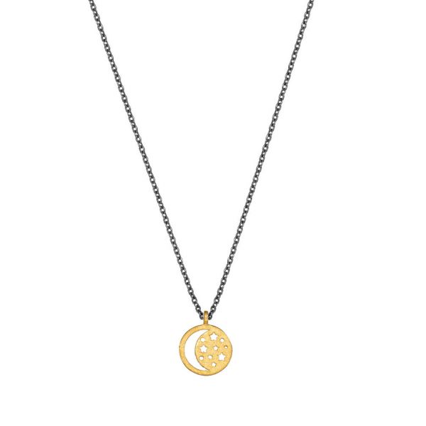 Die wunderschöne Halskette aus geschwärztem Silber mit zauberhaftem, goldenem Abendhimmel-Anhänger wartet schon im Perlenmarkt OnlineShop auf Dich! Jetzt entdecken!