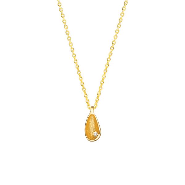 Halskette Tropfen mit Stein Gold