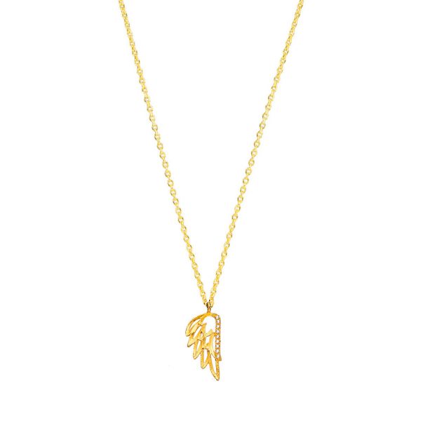 Filigrane Gold-Halskette mit fein ausgearbeitetem, funkelndem Flügel als Anhänger. Krinaki Goldschmuck wird in in eigener Werkstatt in Athen handgefertigt. Jetzt versandkostenfrei im Perlenmarkt OnlineShop bestellen!