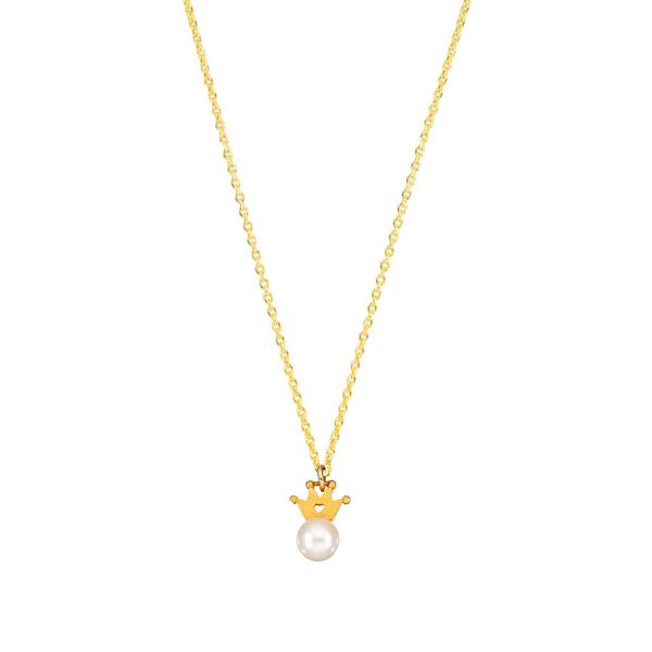 Königliche kleine Halskette mit gold gekrönter Perle als Anhänger. Krinaki Goldschmuck wird in in eigener Werkstatt in Athen handgefertigt. Jetzt versandkostenfrei im Perlenmarkt OnlineShop bestellen!