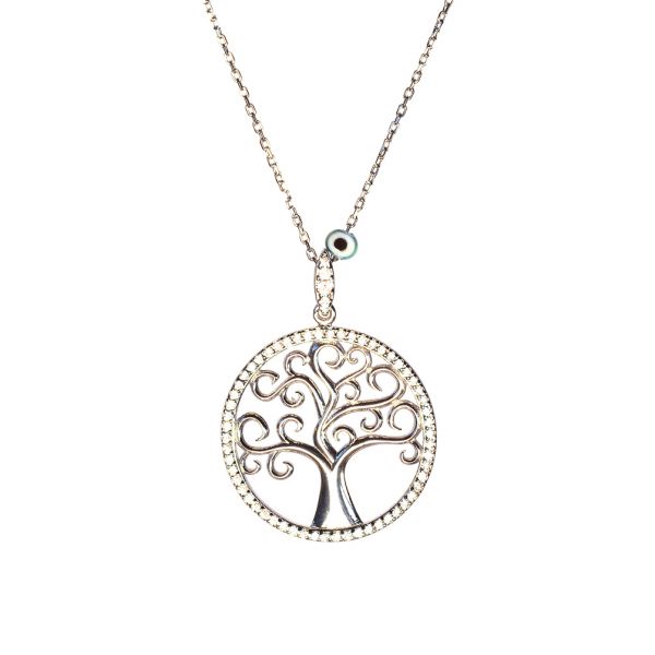 Fantastische Kurshuni Halskette mit wunderschönem Baum des Lebens aus rhodiniertem Sterling Silber, umrundet von glitzernden Zirkonias. Kurshuni Schmuck wird in Istanbul handgefertigt. Jetzt versandkostenfrei im Perlenmarkt OnlineShop bestellen!