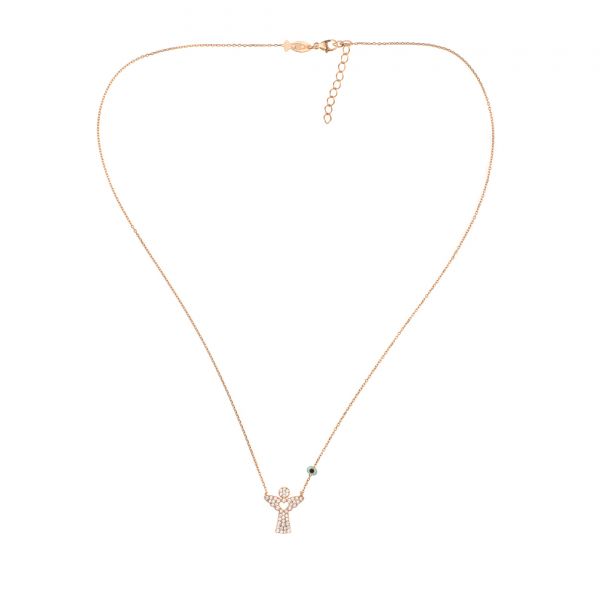 Herrliche Halskette aus rosévergoldetem Sterling Silber mit funkelndem Engels-Anhänger: Jetzt versandkostenfrei im Perlenmarkt OnlineShop bestellen!