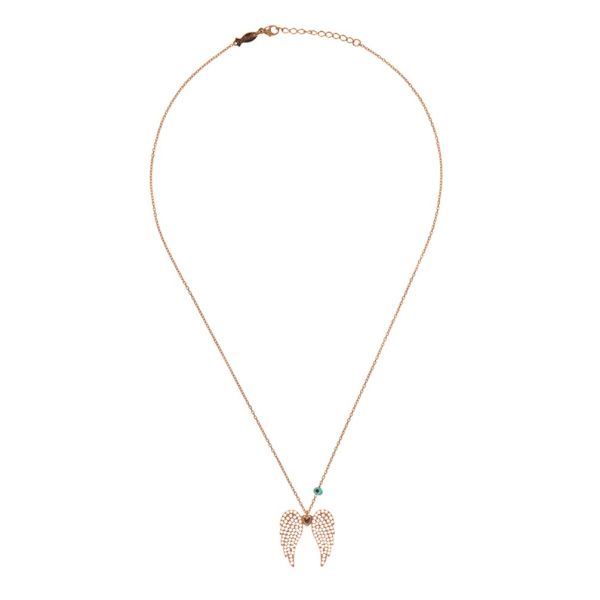 Die herrliche Halskette in Roségold mit wunderschönen, funkelnden Engelsflügeln und viel Herz wartet schon im Perlenmarkt OnlineShop auf Dich! Jetzt entdecken!