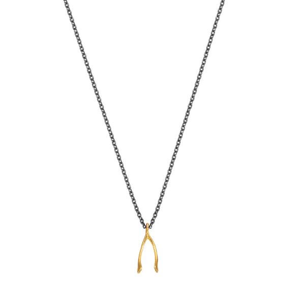 Diese Wünsche erfüllende Halskette von Krinaki Jewelry hat einen goldenen Wishbone als Anhänger und wartet schon im Perlenmarkt Onlineshop auf Dich! Jetzt entdecken!