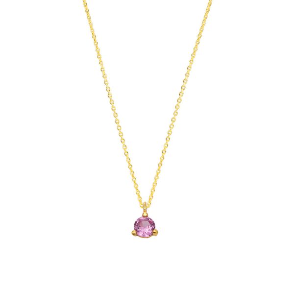 Die feine Halskette von Krinaki Jewelry mit funkelndem Pink Turmalin, gefasst in 14 Karat Gold,  wartet schon im Perlenmarkt OnlineShop auf Dich! Jetzt entdecken!