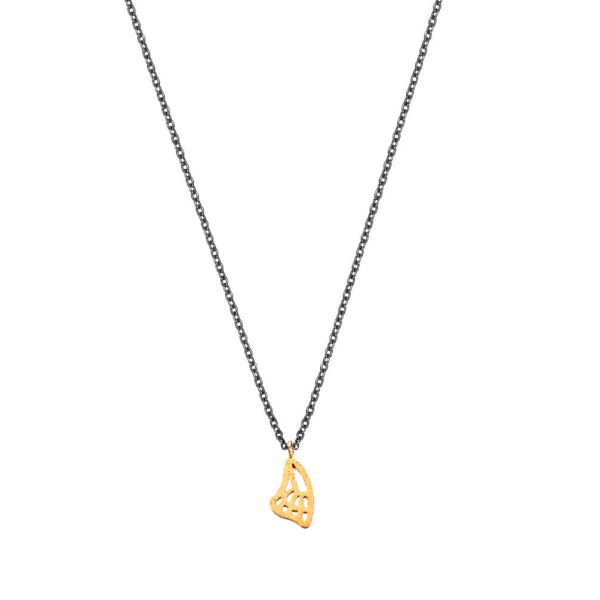 Die zauberhafte schwarze Halskette mit filigranem Schmetterlingsflügel aus 14 kt Gold von Krinaki Jewelry wartet schon im Perlenmarkt auf Dich! Jetzt entdecken!