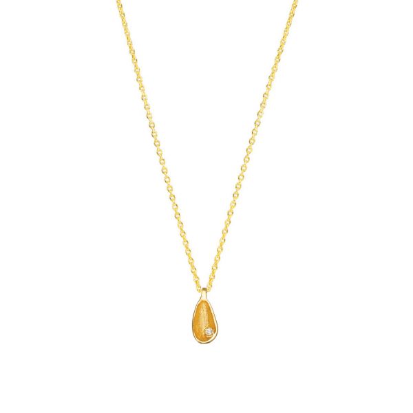 Der elegante Tropfen mit funkelndem Diamant hängt an einer feinen Gliederkette. Natürlich von Krinaki Jewelry aus 585er Gold und wartet schon im Perlenmarkt Onlineshop auf Dich! Jetzt entdecken!