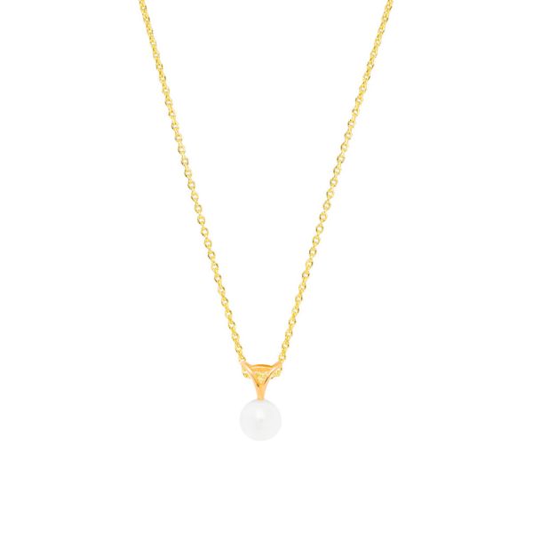 Die elegante Goldkette von Krinaki Jewelry trägt eine einzelne Perle mit wunderschöner Fassung und wartet schon im Perlenmarkt OnlineShop auf Dich! Jetzt entdecken!