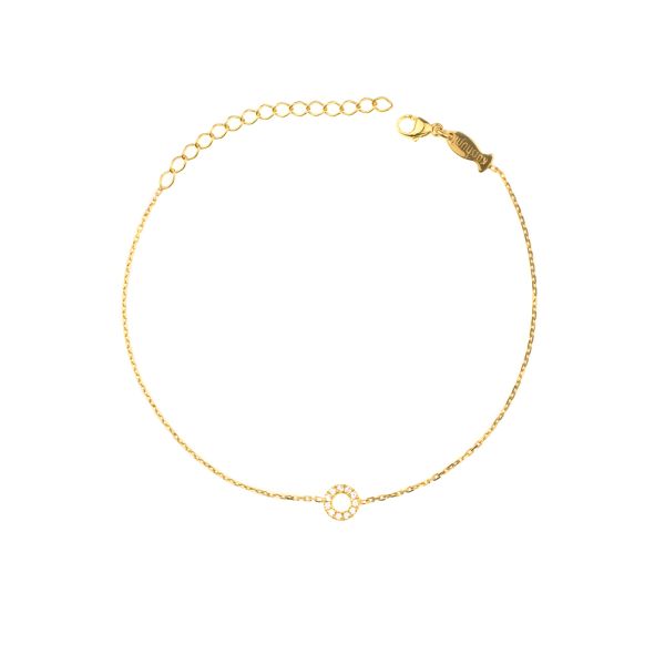 Elegantes und filigranes kleines Armband mit funkelndem Kreis aus vergoldetem Sterling Silber und Zirkonias. Kurshuni Schmuck wird in Istanbul handgefertigt. Jetzt versandkostenfrei im Perlenmarkt OnlineShop bestellen!