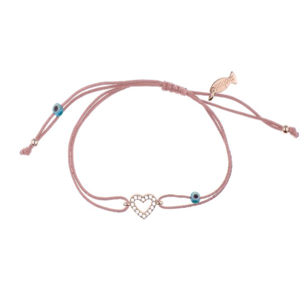 Zauberhaftes Armband mit roségoldenem, zirkonia-besetztem Herz und entzückendem Zug-Band in zartem Rosa. Kurshuni Schmuck wird in Istanbul handgefertigt: Jetzt versandkostenfrei im Perlenmarkt OnlineShop bestellen!