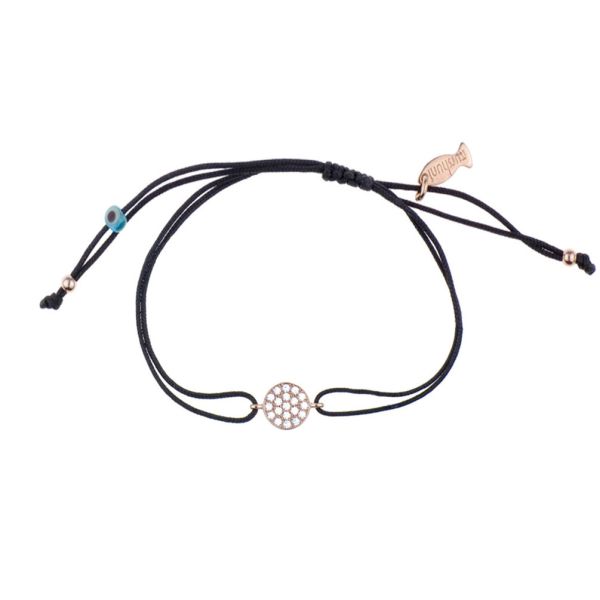 Entzückendes Armband mit schwarzem Stoff-Zug und funkelndem kleinem Kreis aus Roségold und Zirkonia. Kurshuni Schmuck wird in Istanbul handgefertigt: Jetzt versandkostenfrei im Perlenmarkt OnlineShop bestellen!