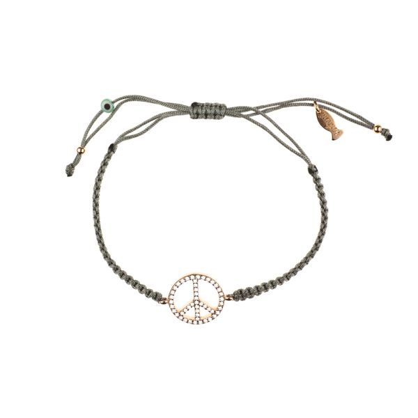 Entzückendes Armband mit funkelndem Peace-Zeichen und wunderschönem Zug-Band in schlichtem Grau. Kurshuni Schmuck wird in Istanbul handgefertigt. Jetzt versandkostenfrei im Perlenmarkt OnlineShop bestellen!