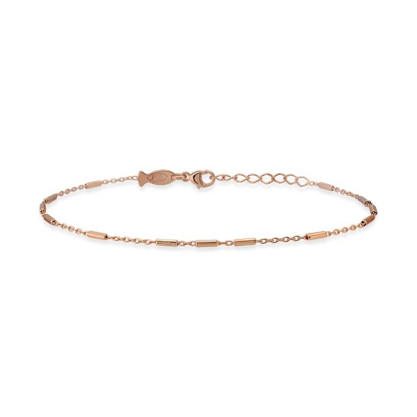 Das klassische roségoldene Armband mit kleinen, länglichen Roségold-Elementen zwischen den Kettengliedern ist längenverstellbar und hat einen Karabiner-Verschluss. Kurshuni Schmuck wird in Istanbul handgefertigt.