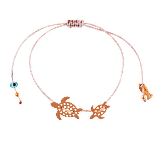 Bezauberndes Armband mit verspielten kleinen Schildkröten und verstellbarem Stoffzug. Kurshuni Schmuck wird in Istanbul handgefertigt: Jetzt versandkostenfrei im Perlenmarkt OnlineShop bestellen!