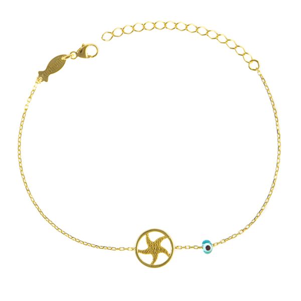 Feines kleines Armband mit entzückendem Seestern aus vergoldetem Sterling Silber. Kurshuni Schmuck wird in Istanbul handgefertigt. Jetzt versandkostenfrei im Perlenmarkt OnlineShop bestellen!
