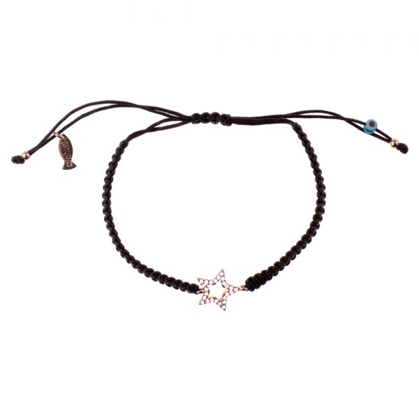 Fantastisches Kurshuni Armband mit dunkelbraunem Stoff-Zug und roségoldenem Stern mit funkelnden Zirkonias. Kurshuni Schmuck wird in Istanbul handgefertigt. Jetzt versandkostenfrei im Perlenmarkt OnlineShop bestellen!