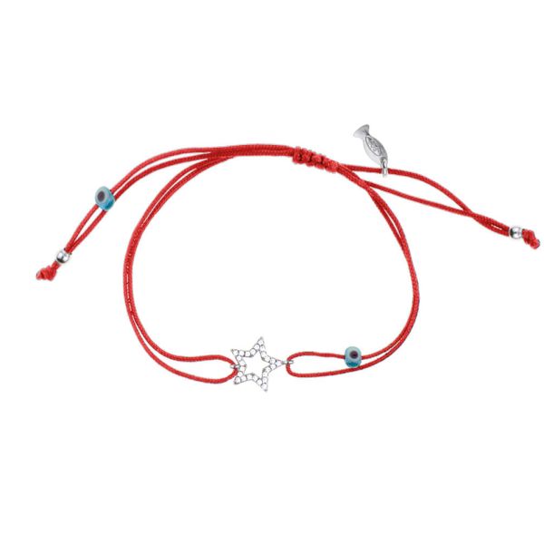 Bezauberndes kleines Armband mit silbernem Stern, funkelnden Zirkonias und rotem Stoff-Zug. Kurshuni Schmuck wird in Istanbul handgefertigt. Jetzt versandkostenfrei im Perlenmarkt OnlineShop bestellen!