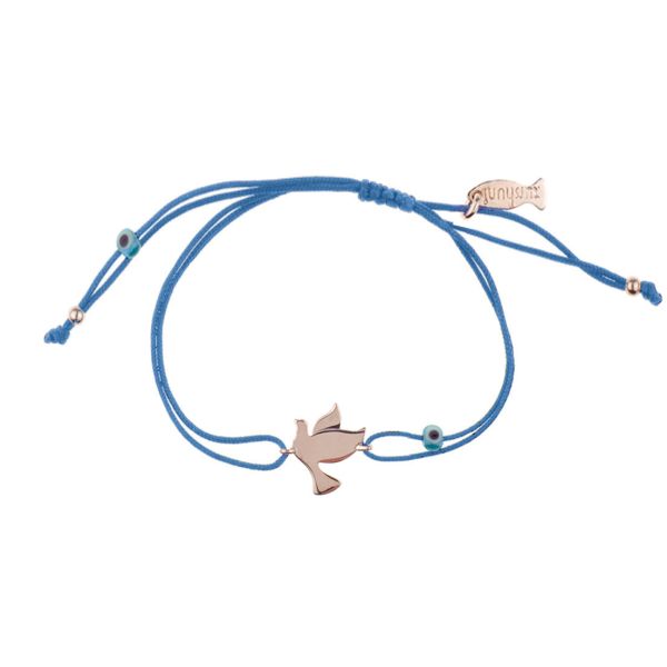 Hinreißendes Armband mit wunderschöner, roségoldener Taube und bezauberndem, blauem Zug-Band. Kurshuni Schmuck wird in Istanbul handgefertigt: Jetzt versandkostenfrei im Perlenmarkt OnlineShop bestellen!