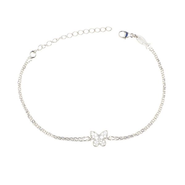 Bezauberndes, leichtes Armband mit verspieltem kleinem Schmetterling aus rhodiniertem Sterling Silber mit glitzernden Zirkonias. Kurshuni Schmuck wird in Istanbul handgefertigt. Jetzt versandkostenfrei  im Perlenmarkt OnlineShop bestellen!