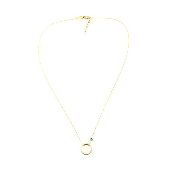 Großartige kleine Halskette mit glitzerndem Kreis-Anhänger aus vergoldetem Silber und Zirkonias: Jetzt versandkostenfrei im Perlenmarkt OnlineShop bestellen!