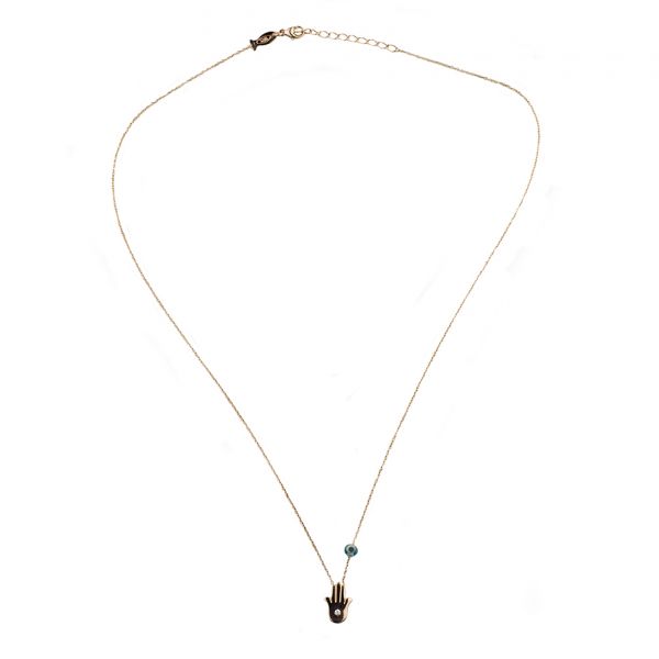 Entzückende Kurshuni Halskette aus rosévergoldetem Sterling Silber mit kleiner Hand der Fatima: Jetzt versandkostenfrei im Perlenmarkt OnlineShop bestellen!