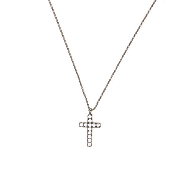 Zierliche kleine Halskette mit zirkonia-besetztem Kreuz aus geschwärztem Sterling Silber. Kurshuni Schmuck wird in Istanbul handgefertigt. Jetzt versandkostenfrei im Perlenmarkt OnlineShop bestellen!