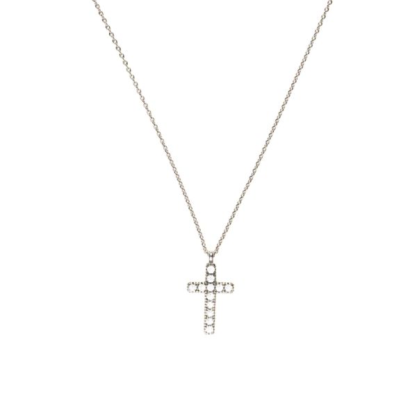 Zierliche kleine Halskette mit zirkonia-besetztem Kreuz aus rhodiniertem Sterling Silber. Kurshuni Schmuck wird in Istanbul handgefertigt. Jetzt versandkostenfrei im Perlenmarkt OnlineShop bestellen!