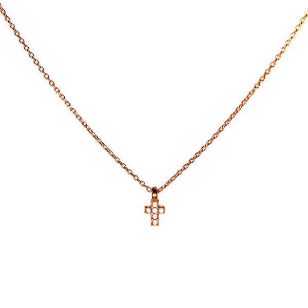 Herrliche Halskette mit zierlichem kleinem Kreuz aus rosévergoldetem Sterling Silber und glitzernden Zirkonias. Kurshuni Schmuck wird in Istanbul handgefertigt. Jetzt versandkostenfrei im Perlenmarkt OnlineShop bestellen!