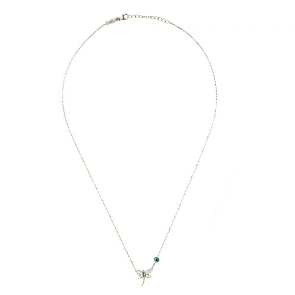 Verspielte Halskette mit wunderschöner Libelle aus Sterling Silber und glitzernden Zirkonias: Jetzt versandkostenfrei im Perlenmarkt OnlineShop!