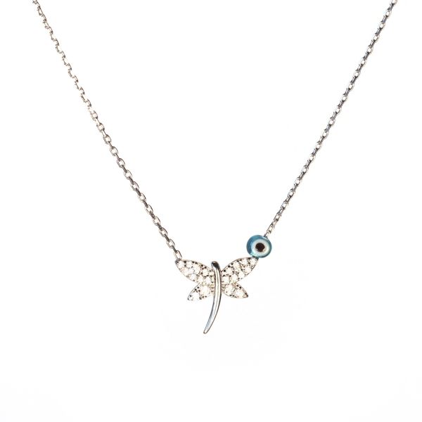 Verspielte Halskette mit wunderschöner kleiner Libelle aus Sterling Silber und glitzernden Zirkonias. Kurshuni Schmuck wird in Istanbul handgefertigt. Jetzt versandkostenfrei im Perlenmarkt OnlineShop bestellen!