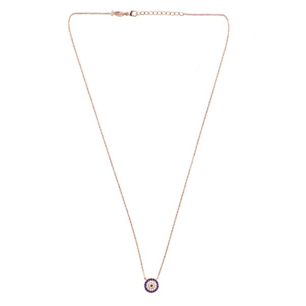 Verzaubernd schöne Halskette mit Nazar-Amulett aus rosévergoldetem Silber mit glitzernden Zirkonias: Jetzt versandkostenfrei im Perlenmarkt OnlineShop!