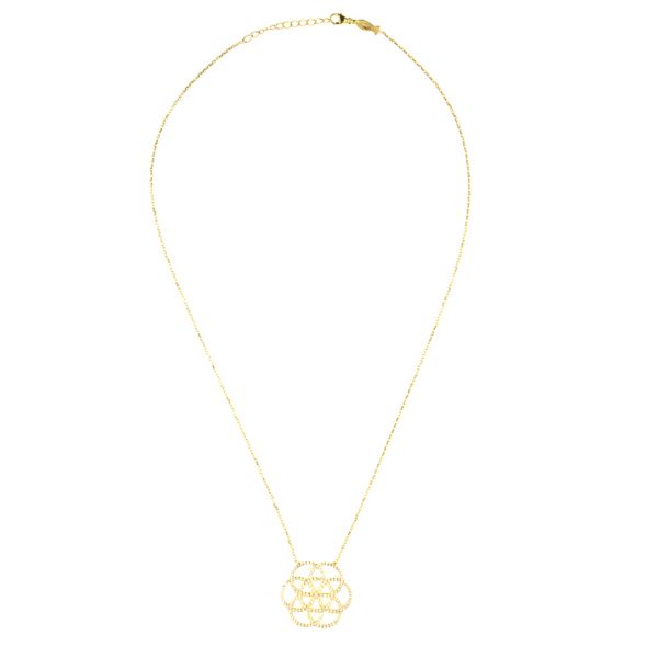 Fabelhafte Kurshuni Halskette mit Seed of Life Anhänger aus vergoldetem, zirkonia-besetztem Sterling Silber: Jetzt versandkostenfrei im Perlenmarkt OnlineShop!