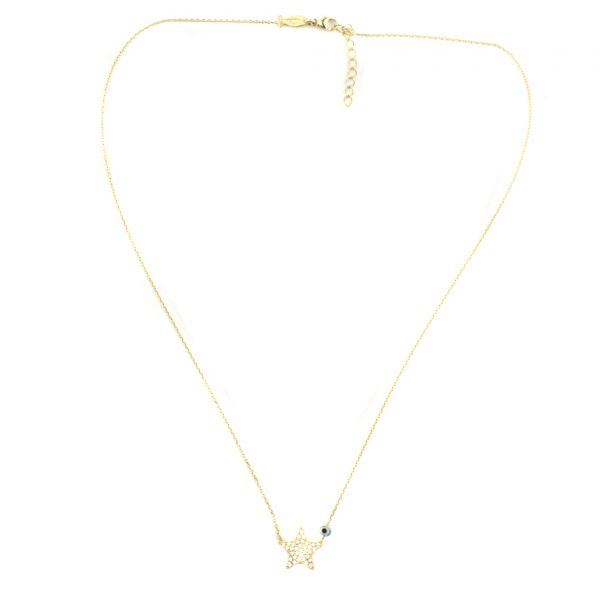 Funkelnde Halskette mit glitzerndem Stern aus vergoldetem Sterling Silber und Zirkonias: Jetzt versandkostenfrei im Perlenmarkt OnlineShop bestellen!