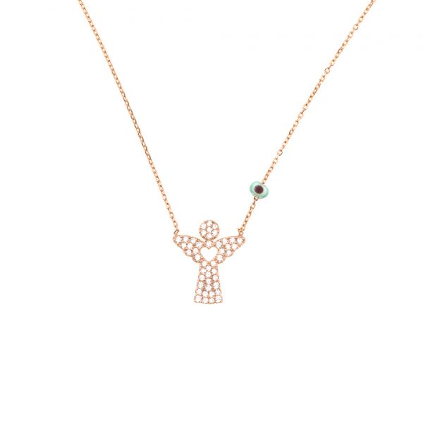 Herrliche Halskette aus rosévergoldetem Sterling Silber mit funkelndem Engels-Anhänger. Kurshuni Schmuck wird in Istanbul handgefertigt. Jetzt versandkostenfrei im Perlenmarkt OnlineShop bestellen!