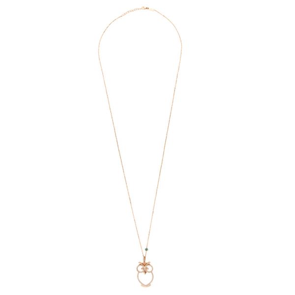 Fantastische Halskette mit Eule aus rosévergoldetem Silber, besetzt mit leuchtenden Zirkonias: Jetzt versandkostenfrei im Perlenmarkt OnlineShop bestellen!