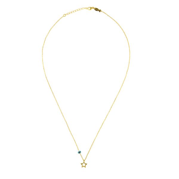 Großartige kleine Kurshuni Halskette mit filigranem Stern aus vergoldetem Sterling Silber: Jetzt versandkostenfrei im Perlenmarkt OnlineShop bestellen!