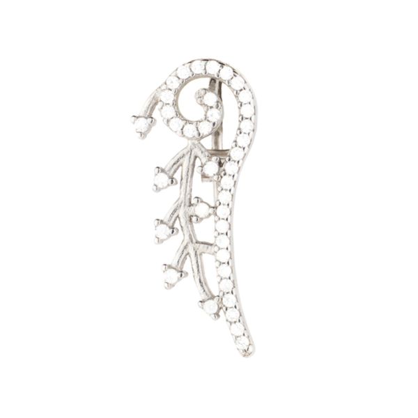 Wunderschöner Ohrring mit verspielter Efeu-Ranke aus rhodiniertem Sterling Silber mit glitzernden Zirkonias. Kurshuni Schmuck wird in Istanbul handgefertigt: Jetzt versandkostenfrei im Perlenmarkt OnlineShop bestellen!