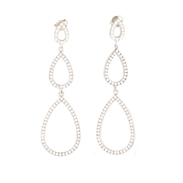 Geniale, lange Ohrstecker mit Tropfen aus rhodiniertem Sterling Silber, besetzt mit glitzernden Zirkonias. Kurshuni Schmuck wird in Istanbul handgefertigt. Jetzt versandkostenfrei im Perlenmarkt OnlineShop bestellen!