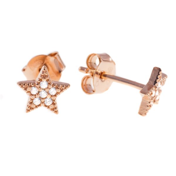 Funkelnde Ohrstecker mit traumhaften kleinen Sternen aus rosévergoldetem Sterling Silber mit leuchtenden Zirkonias. Kurshuni Schmuck wird in Istanbul handgefertigt. Jetzt versandkostenfrei im Perlenmarkt OnlineShop bestellen!