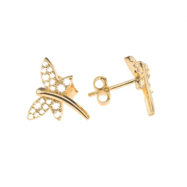 Wunderschöne Kurshuni Ohrstecker mit bezaubernden kleinen Libellen aus vergoldetem Sterling Silber mit funkelnden Zirkonias. Kurshuni Schmuck wird in Istanbul handgefertigt. Jetzt versandkostenfrei im Perlenmarkt OnlineShop bestellen!