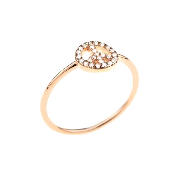 Herrlicher kleiner Ring mit Peace-Symbol aus rosévergoldetem Sterling Silber mit funkelnden Zirkonias. Kurshuni Schmuck wird in Istanbul handgefertigt: Jetzt versandkostenfrei im Perlenmarkt OnlineShop bestellen!