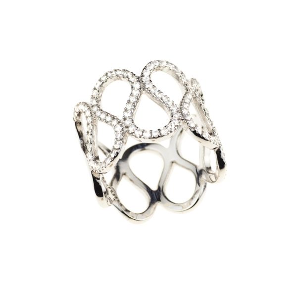 Eleganter Ring aus rhodiniertem Sterling Silber mit einzeln gefassten Zirkonias: Jetzt versandkostenfrei im Perlenmarkt OnlineShop bestellen!