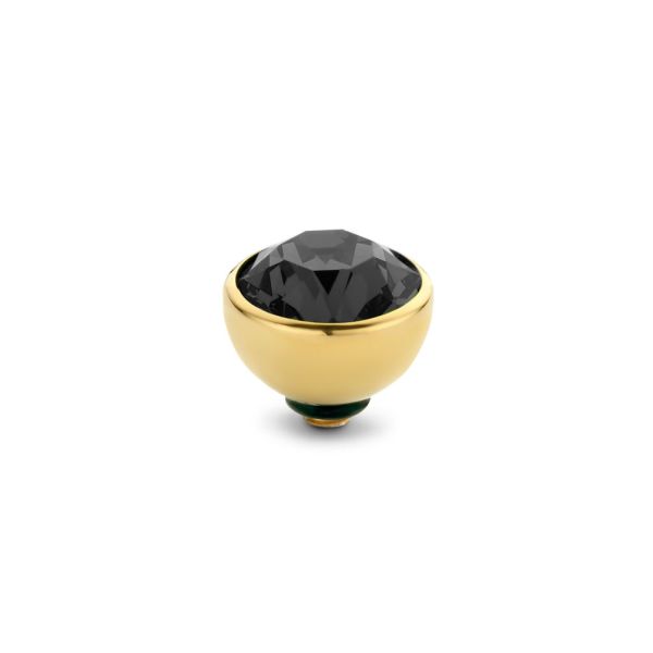 Funkelnder MelanO Twisted Ringaufsatz mit Zirkonia in transparentem Schwarz und goldener Fassung, kombinierbar mit allen MelanO Twisted Ringen. Der MelanO Twisted Aufsatz wird auf den Ring geschraubt und ist austauschbar. Jetzt im Perlenmarkt OnlineShop!