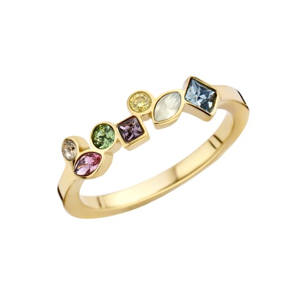 Farbenfroher MelanO Ring in Gold mit bunten kleinen Zirkonias: Passt perfekt zu weiteren Friends, Twisted oder Vivid Ringen. Jetzt versandkostenfrei im Perlenmarkt OnlineShop bestellen!