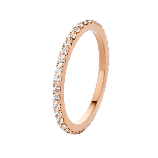 Fantastisch funkelnder MelanO Ring in Roségold, umlaufend besetzt mit Zirkonias: Lässt sich ausgezeichnet mit Friends, Twisted oder Vivid Ringen zusammen tragen. Jetzt versandkostenfrei im Perlenmarkt OnlineShop bestellen!