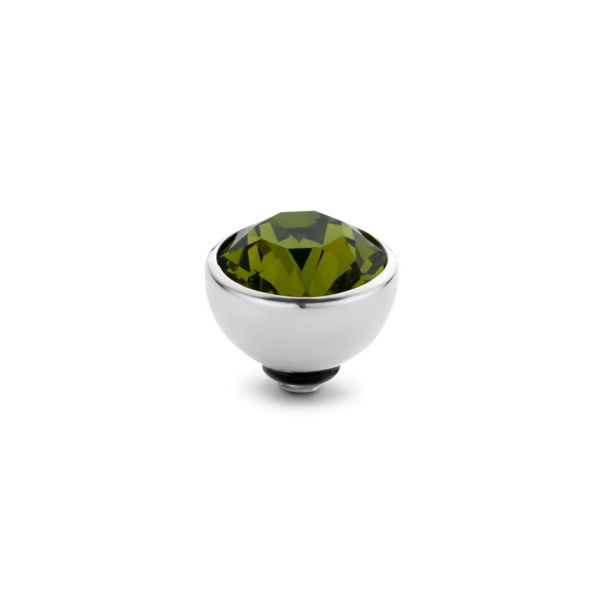 Funkelnder MelanO Ringaufsatz mit olive-farbenem Zirkonia in Edelstahl-Fassung, kombinierbar mit allen Twisted Ringen. Der Aufsatz wird auf den Ring geschraubt und ist austauschbar. Jetzt versandkostenfrei im Perlenmarkt OnlineShop bestellen!